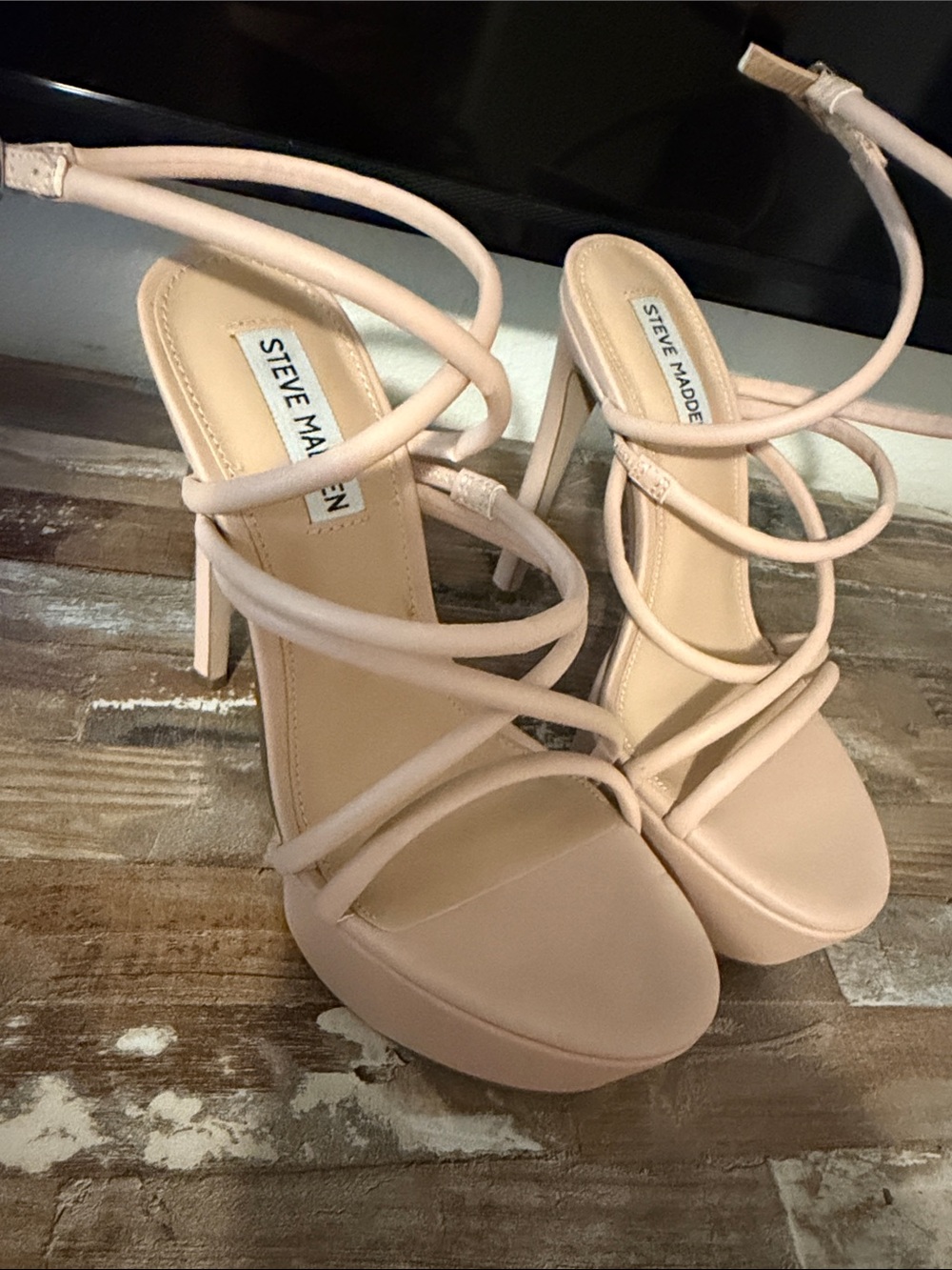 Steve Madden Nude Pink Strappy Stiletto Heels